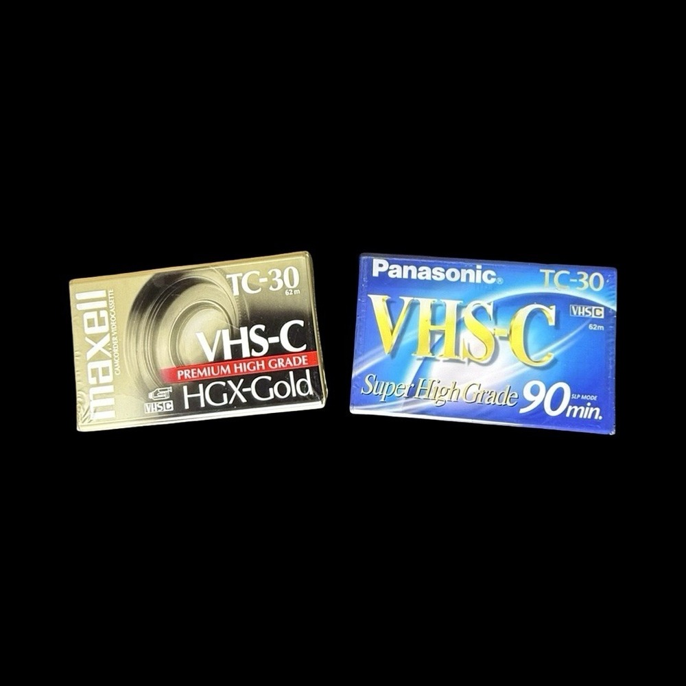 Maxwell and Panasonic TC-30 VHS-C Tape Lot Of 2 New Sealed SP 30 min/EP 90 min